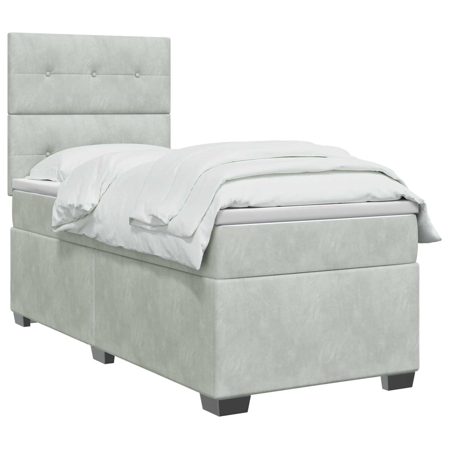 Boxspringbed met matras Lichtgrijs 90 x 200 cm Fluweel