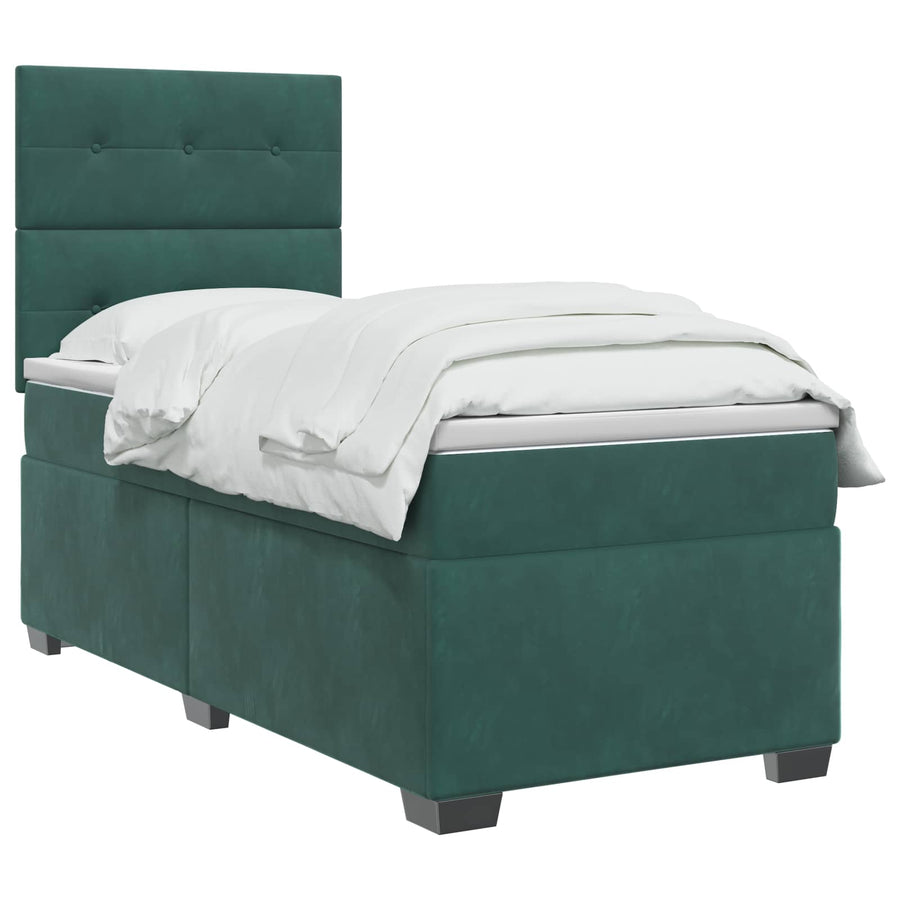 Boxspringbed met matras Donkergroen 90 x 200 cm Fluweel