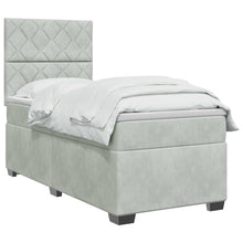 Boxspringbed met matras Lichtgrijs 90 x 200 cm Fluweel