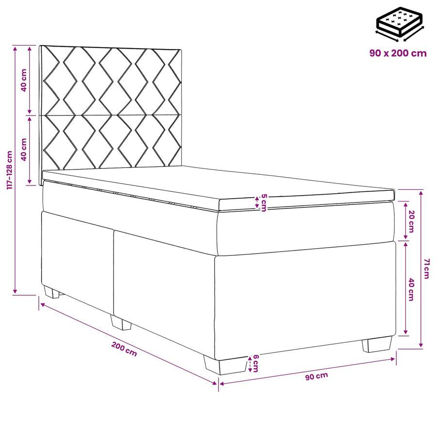 Boxspringbed met matras met hoofdeinde Roze 90 x 200 cm Fluweel
