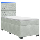 Boxspringbed met matras Lichtgrijs 100 x 200 cm Fluweel