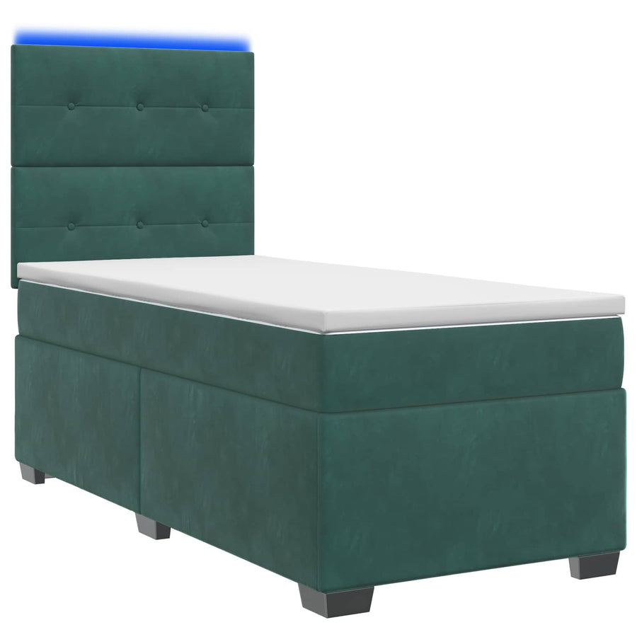 Boxspringbed met matras Donkergroen 100 x 200 cm Fluweel