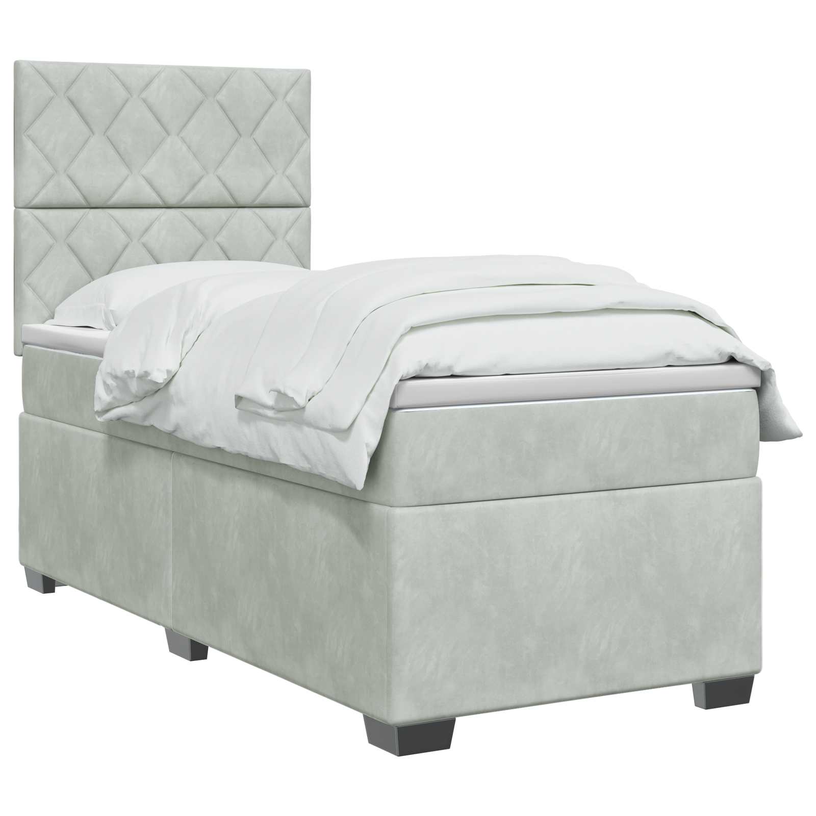 Boxspringbed met matras Lichtgrijs 100 x 200 cm Fluweel