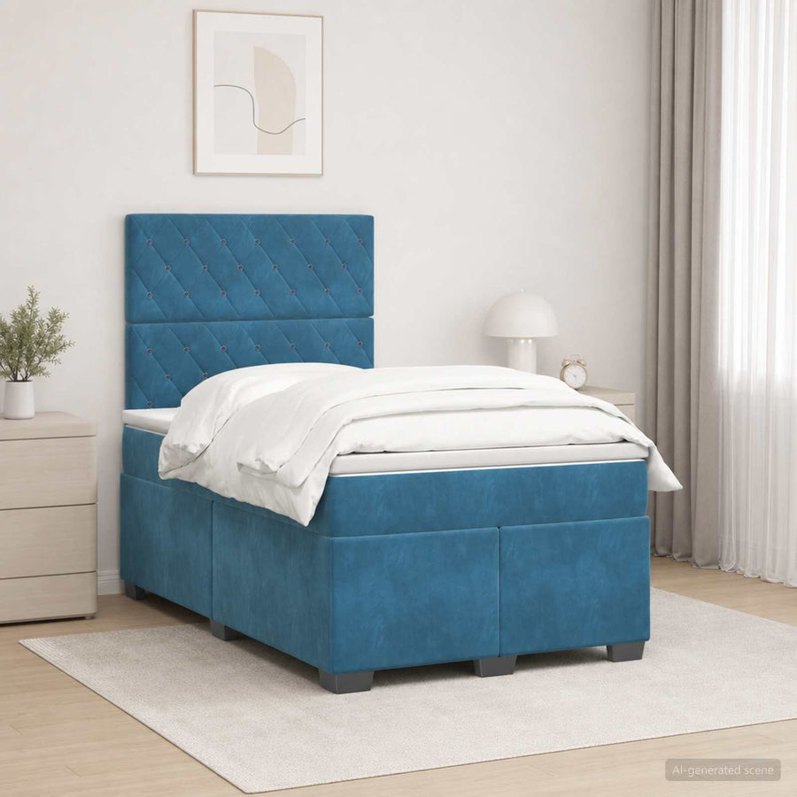 Boxspringbed met matras Blauw 120 x 200 cm Fluweel