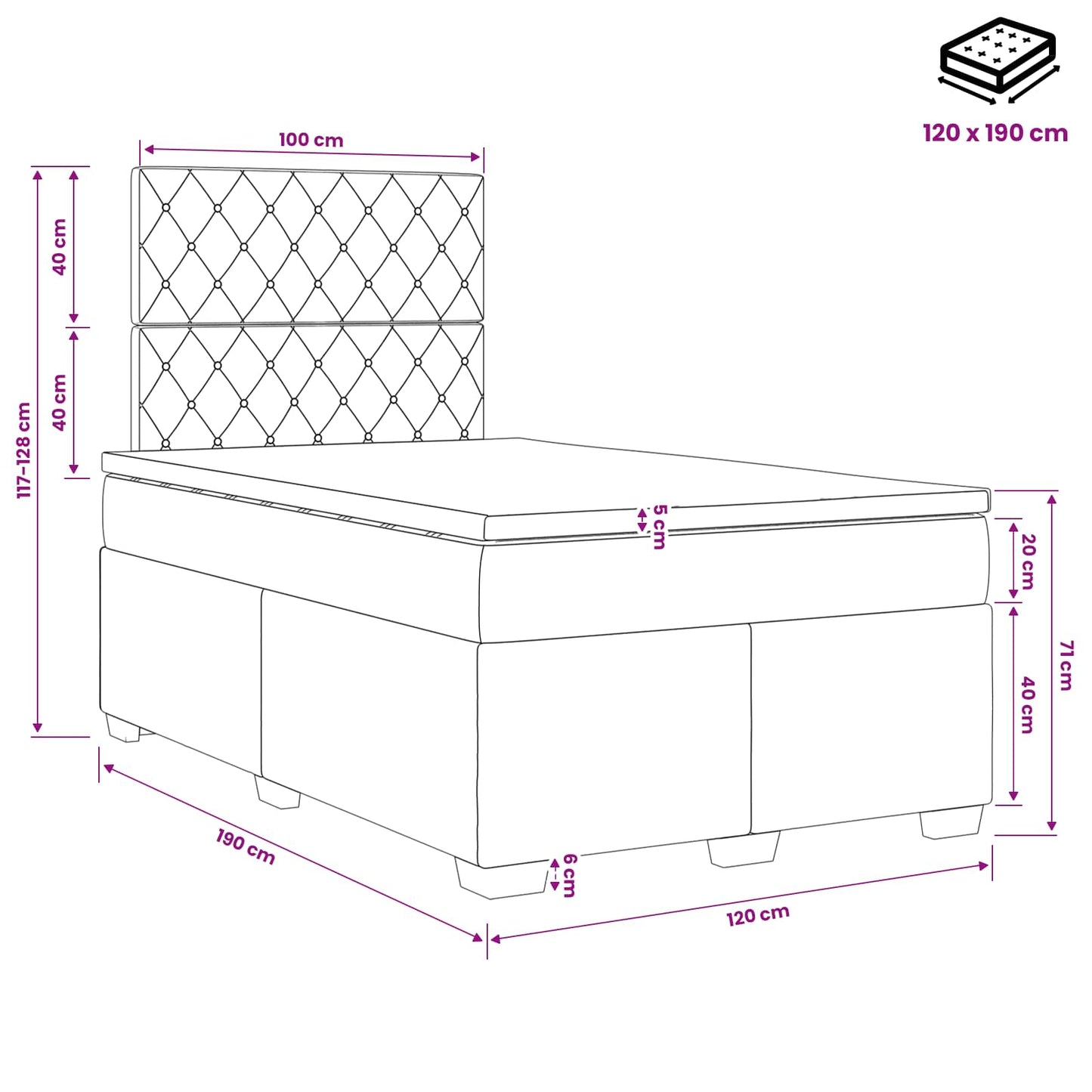 Boxspringbed met matras Roze 120 x 190 cm Fluweel