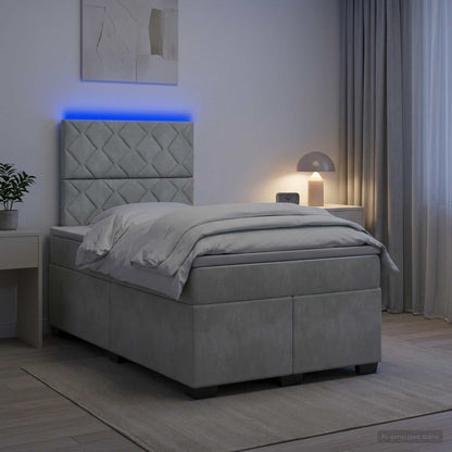 Boxspringbed met matras Lichtgrijs 120 x 200 cm Fluweel