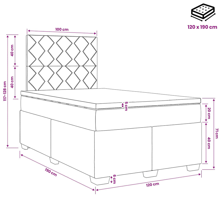 Boxspringbed met matras Zwart 120 x 190 cm Fluweel