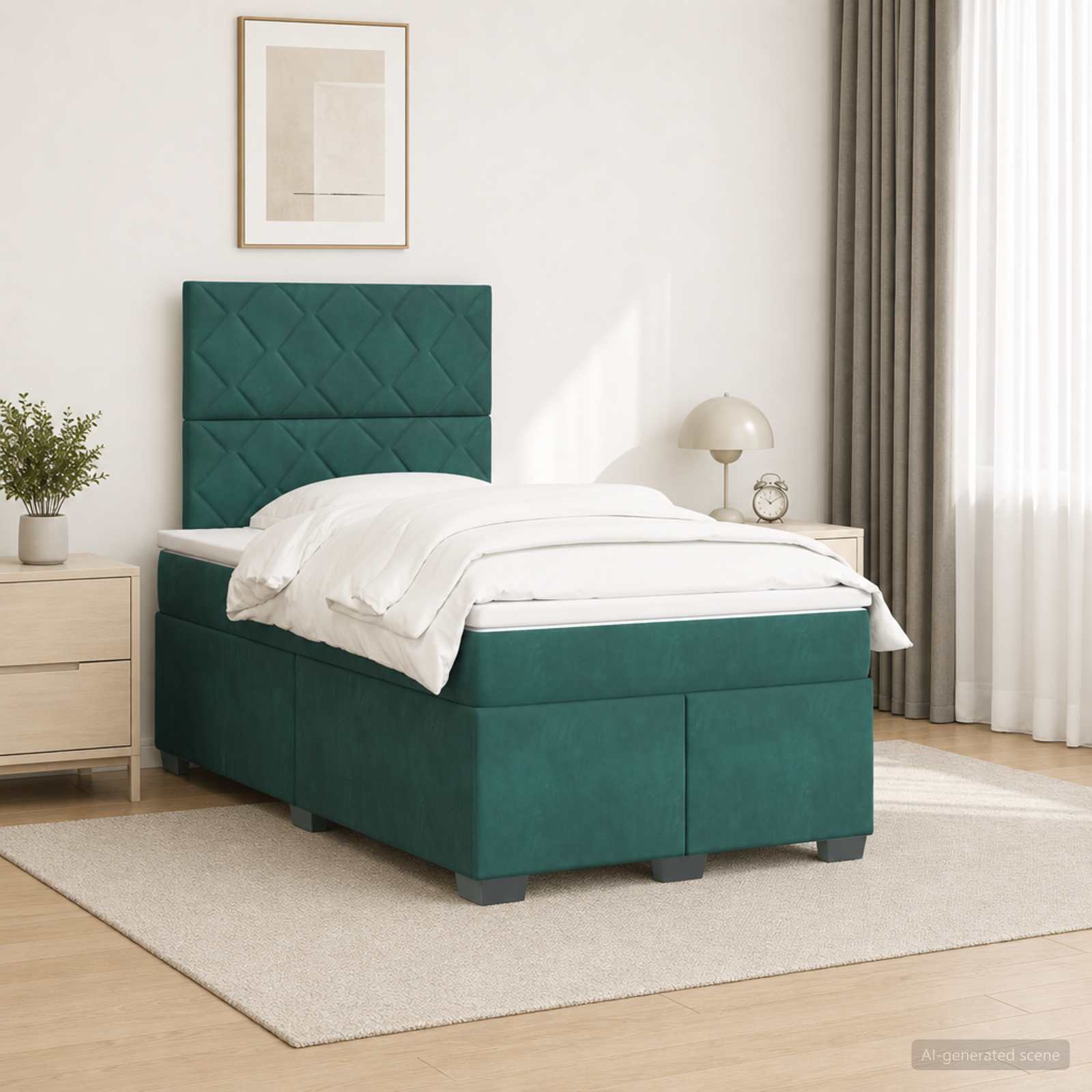 Boxspringbed met matras Donkergroen 120 x 190 cm Fluweel