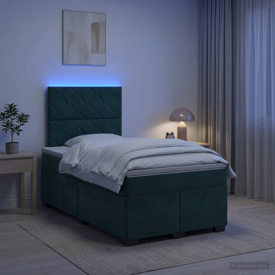 Boxspringbed met matras Donkergroen 120 x 190 cm Fluweel
