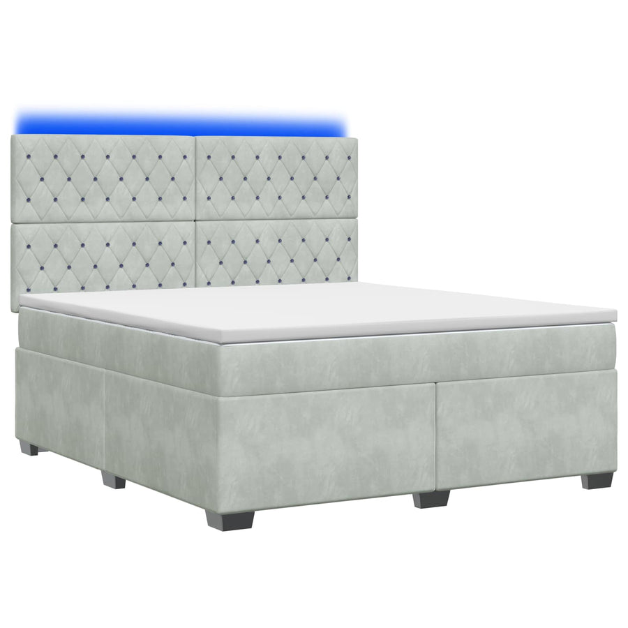 Boxspringbed met matras Lichtgrijs 140 x 190 cm Fluweel
