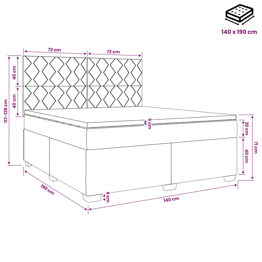 Boxspringbed met matras Zwart 140 x 190 cm Fluweel