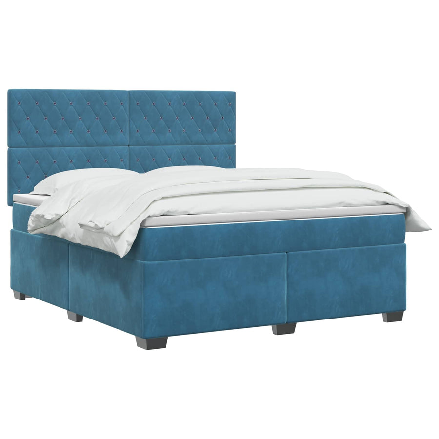 Boxspringbed met matras Blauw 140 x 200 cm Fluweel