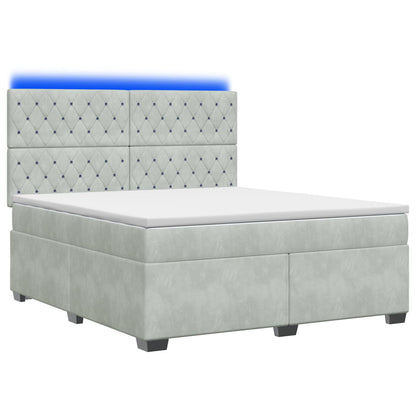 Boxspringbed met matras Lichtgrijs 160 x 200 cm Fluweel