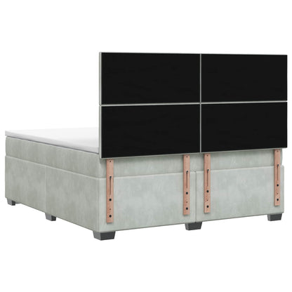 Boxspringbed met matras Lichtgrijs 160 x 200 cm Fluweel