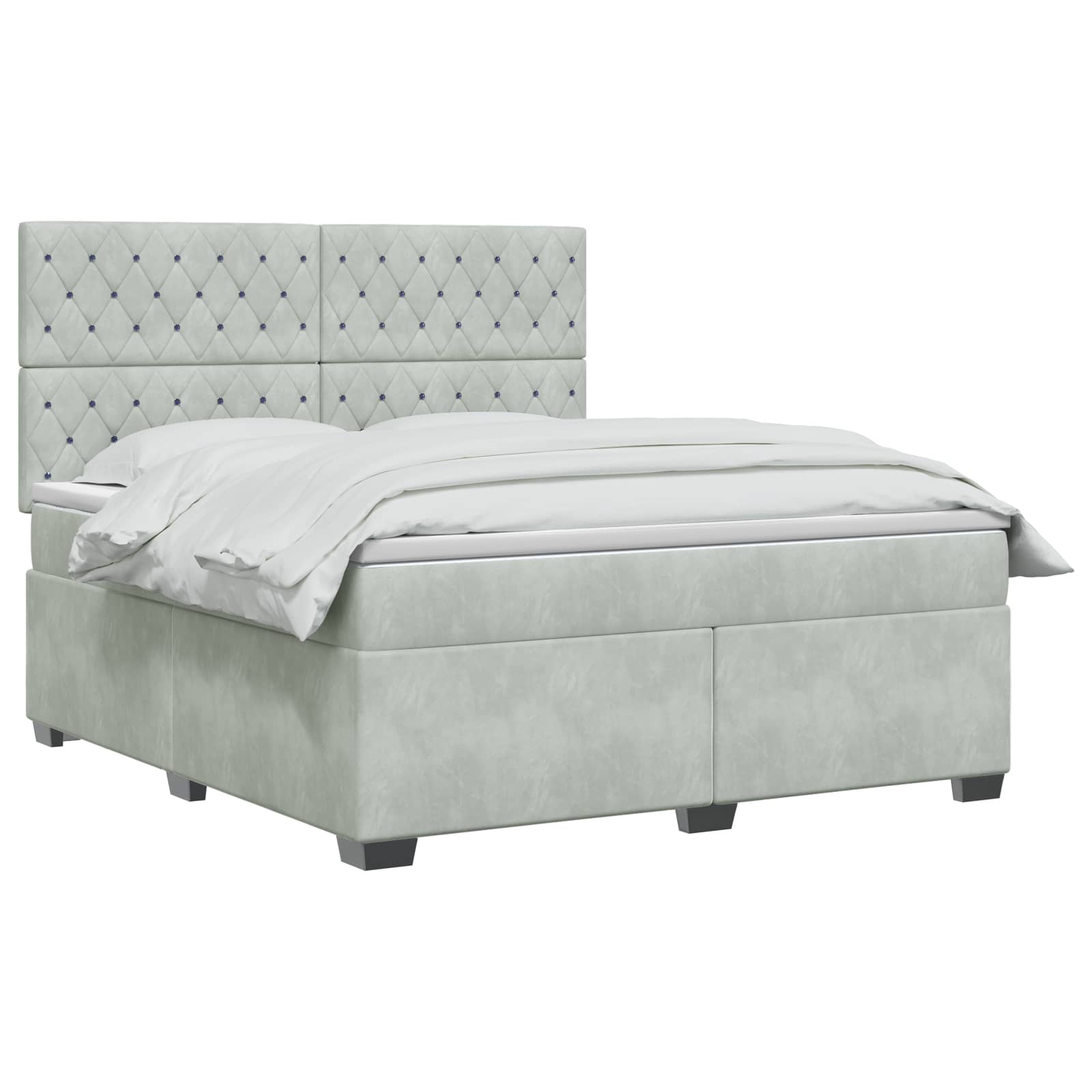 Boxspringbed met matras Lichtgrijs 160 x 200 cm Fluweel