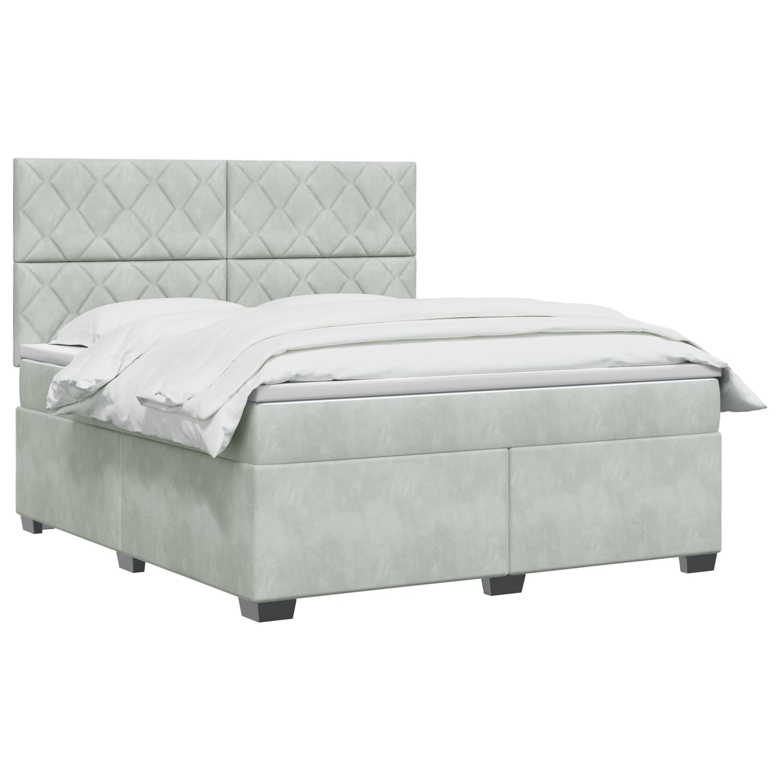 Boxspringbed met matras Lichtgrijs 160 x 200 cm Fluweel