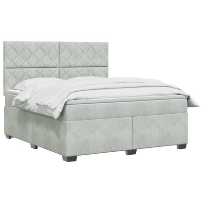 Boxspringbed met matras Lichtgrijs 160 x 200 cm Fluweel