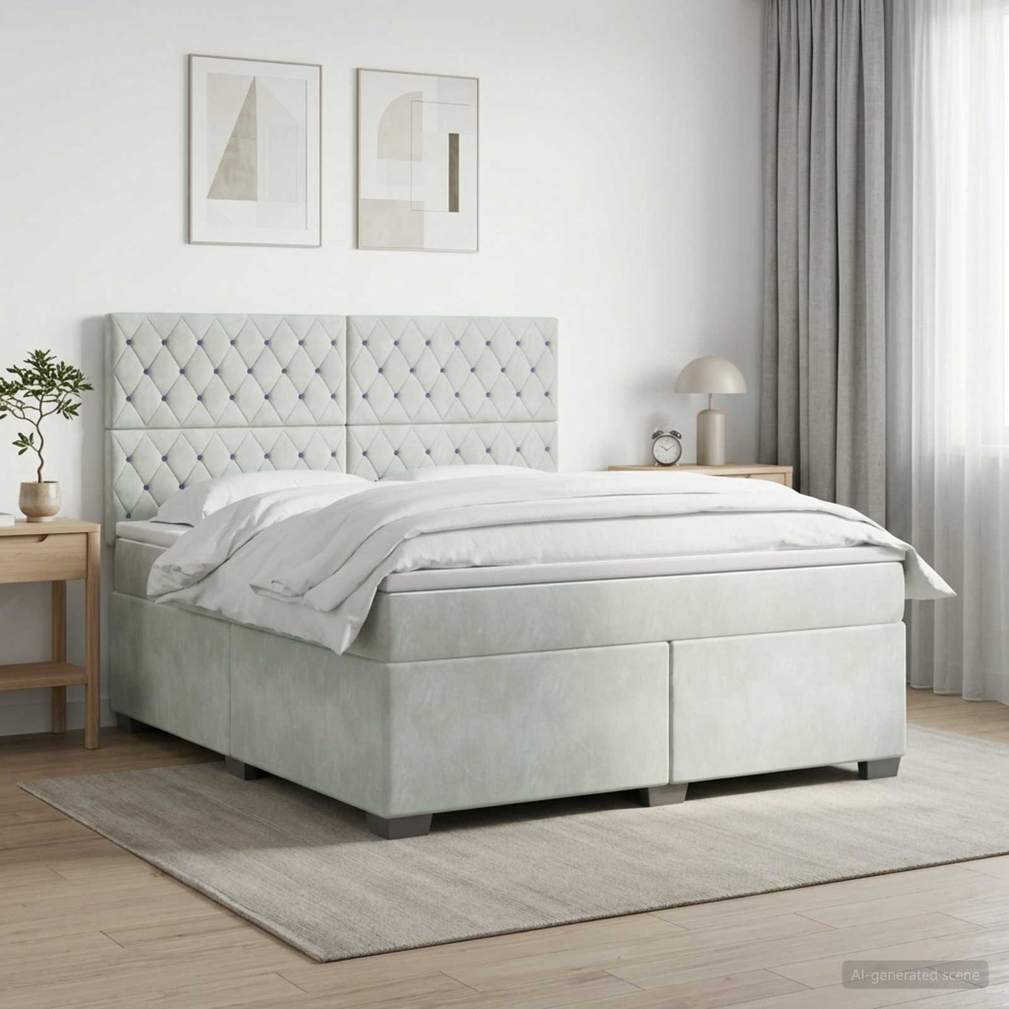 Boxspringbed met matras Lichtgrijs 180 x 200 cm Fluweel