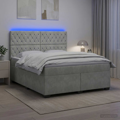 Boxspringbed met matras Lichtgrijs 180 x 200 cm Fluweel