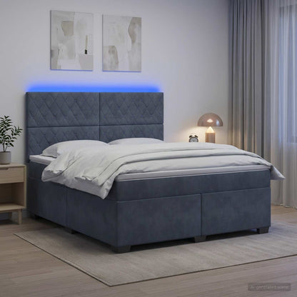 Boxspringbed met matras Donkergrijs 140 x 200 cm Fluweel