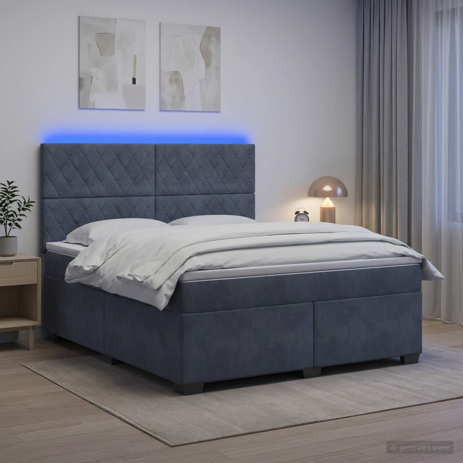 Boxspringbed met matras Donkergrijs 180 x 200 cm Fluweel