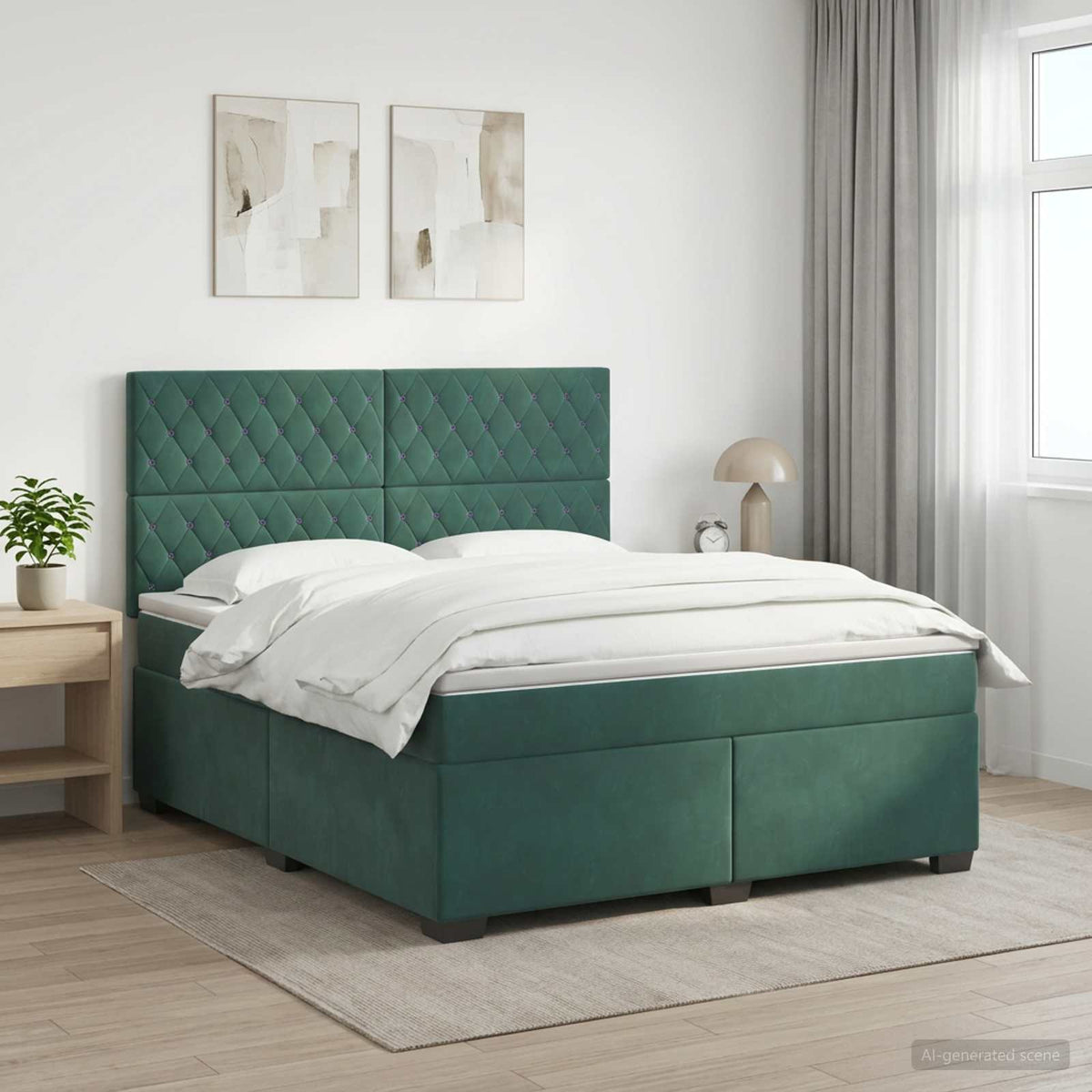Boxspringbed met matras Donkergroen 160 x 200 cm Fluweel