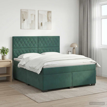 Boxspringbed met matras Donkergroen 160 x 200 cm Fluweel