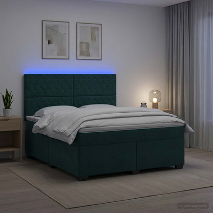 Boxspringbed met matras Donkergroen 160 x 200 cm Fluweel