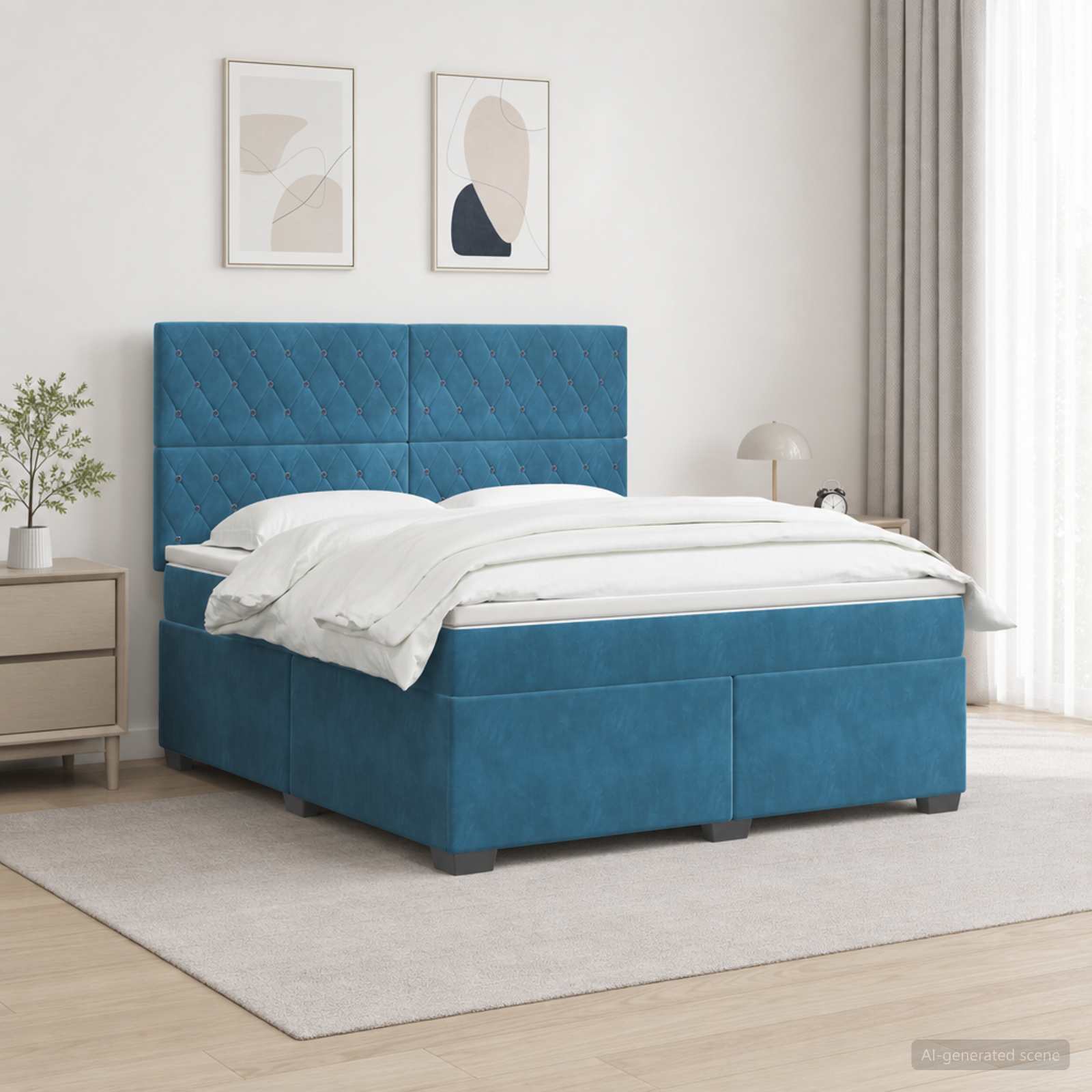 Boxspringbed met matras Blauw 160 x 200 cm Fluweel