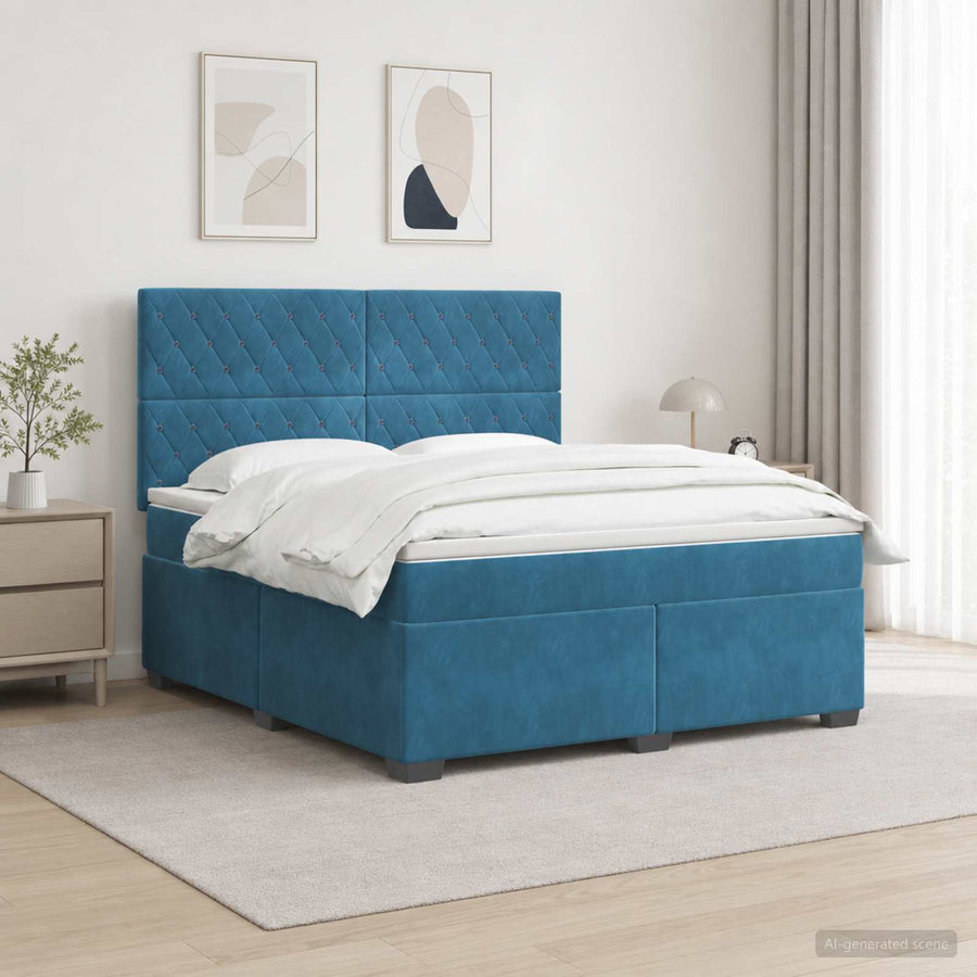Boxspringbed met matras Blauw 160 x 200 cm Fluweel