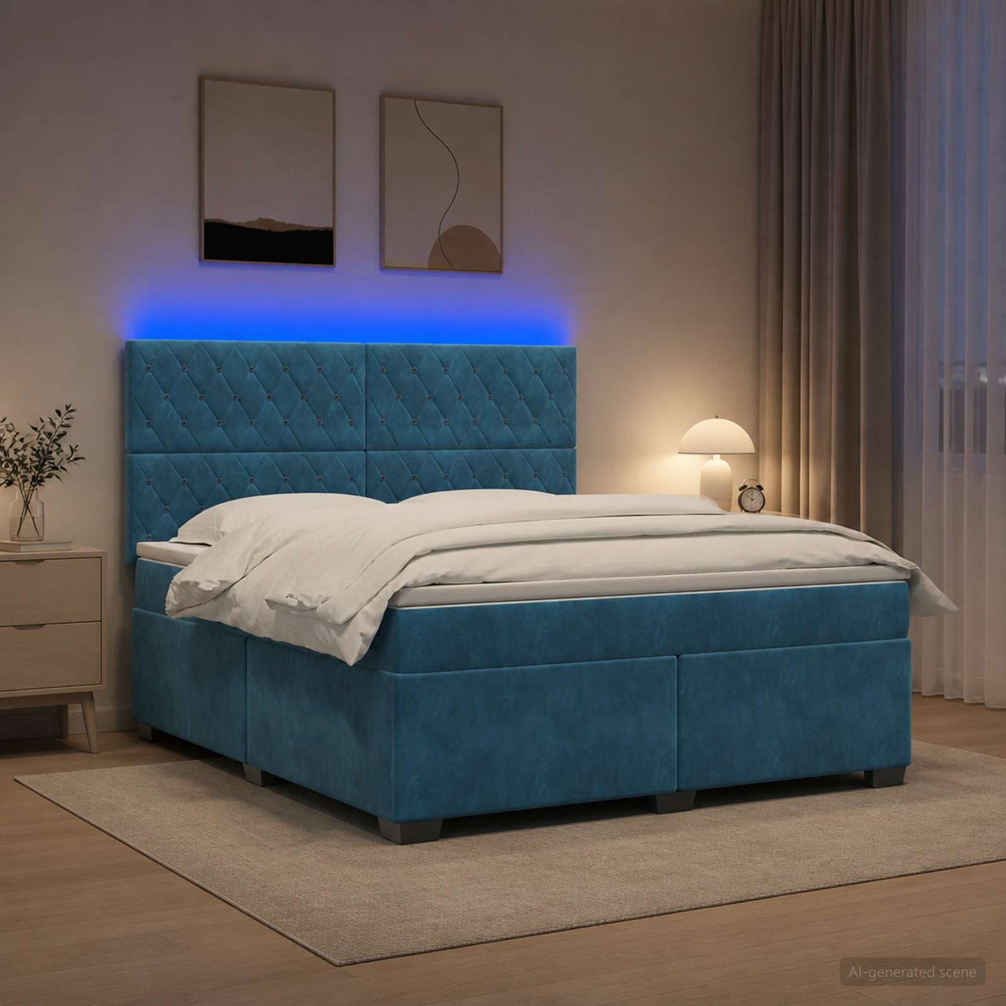 Boxspringbed met matras Blauw 160 x 200 cm Fluweel