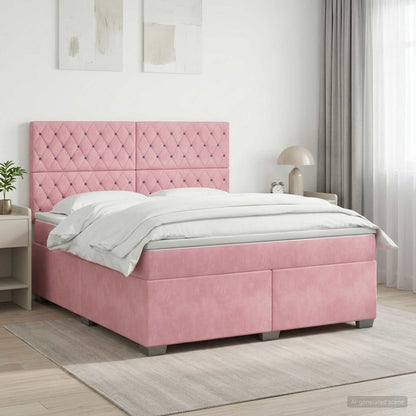 Boxspringbed met matras Roze 160 x 200 cm Fluweel