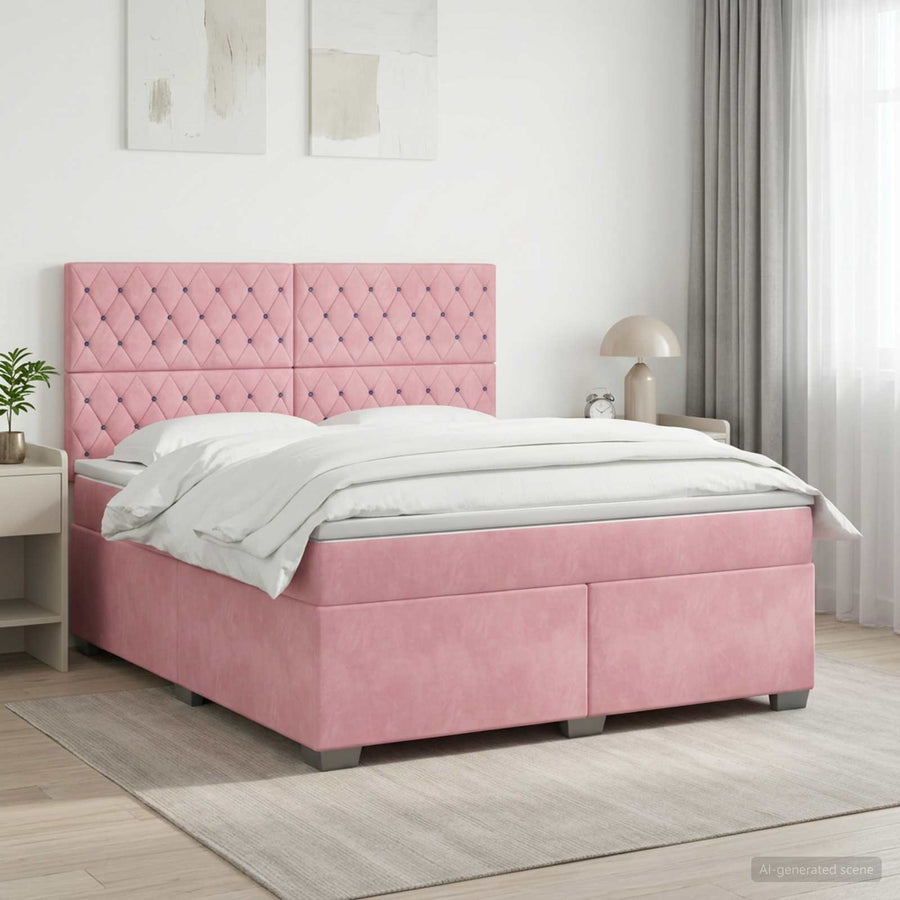 Boxspringbed met matras Roze 160 x 200 cm Fluweel