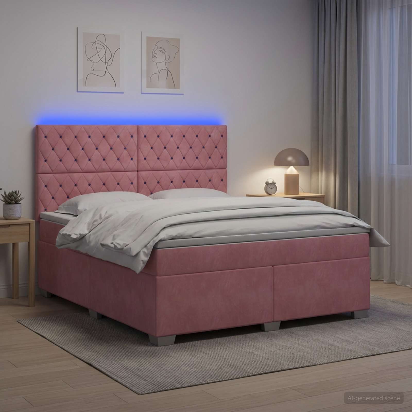 Boxspringbed met matras Roze 140 x 200 cm Fluweel