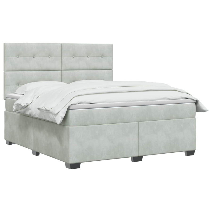 Boxspringbed met matras Lichtgrijs 180 x 200 cm Fluweel