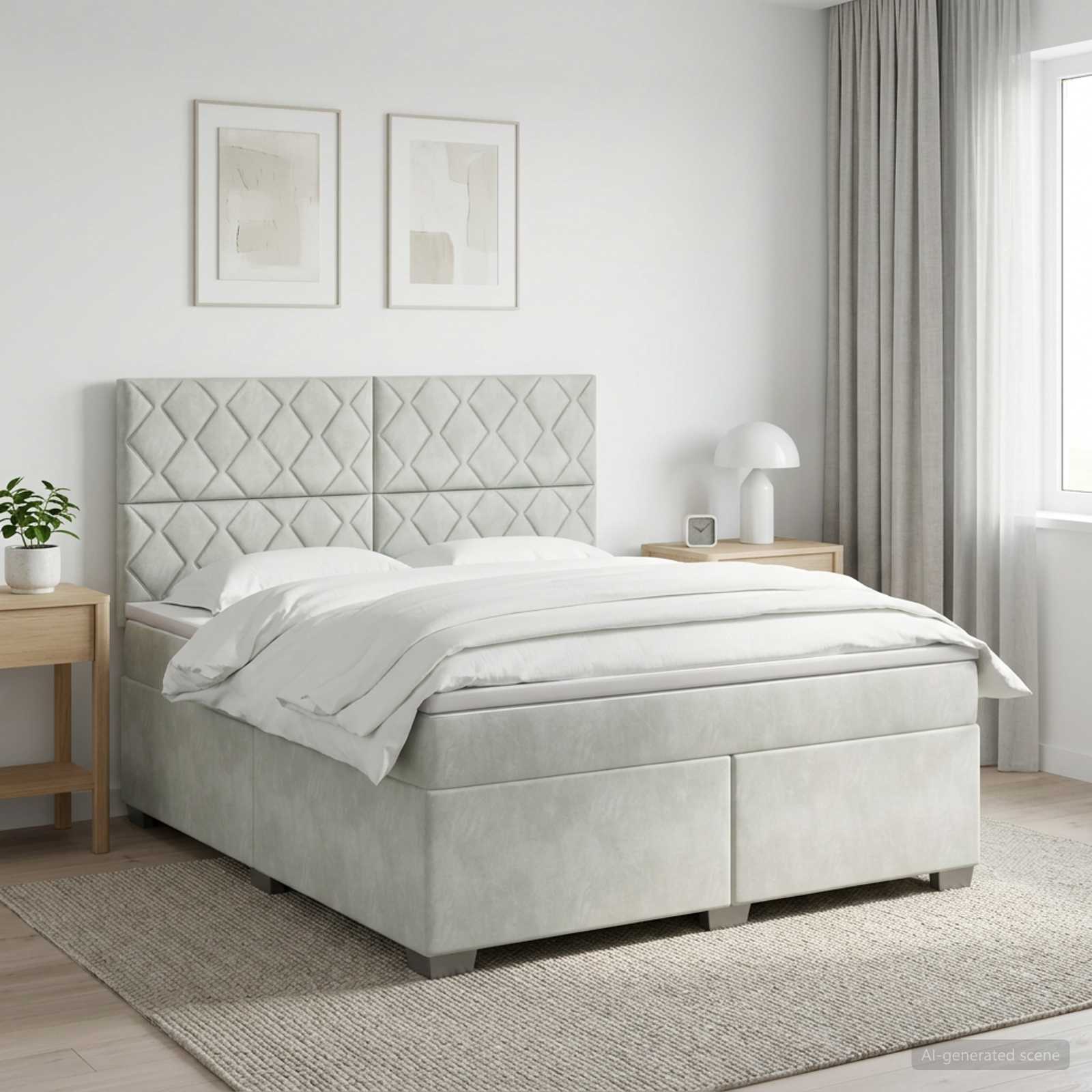 Boxspringbed met matras Lichtgrijs 160 x 200 cm Fluweel