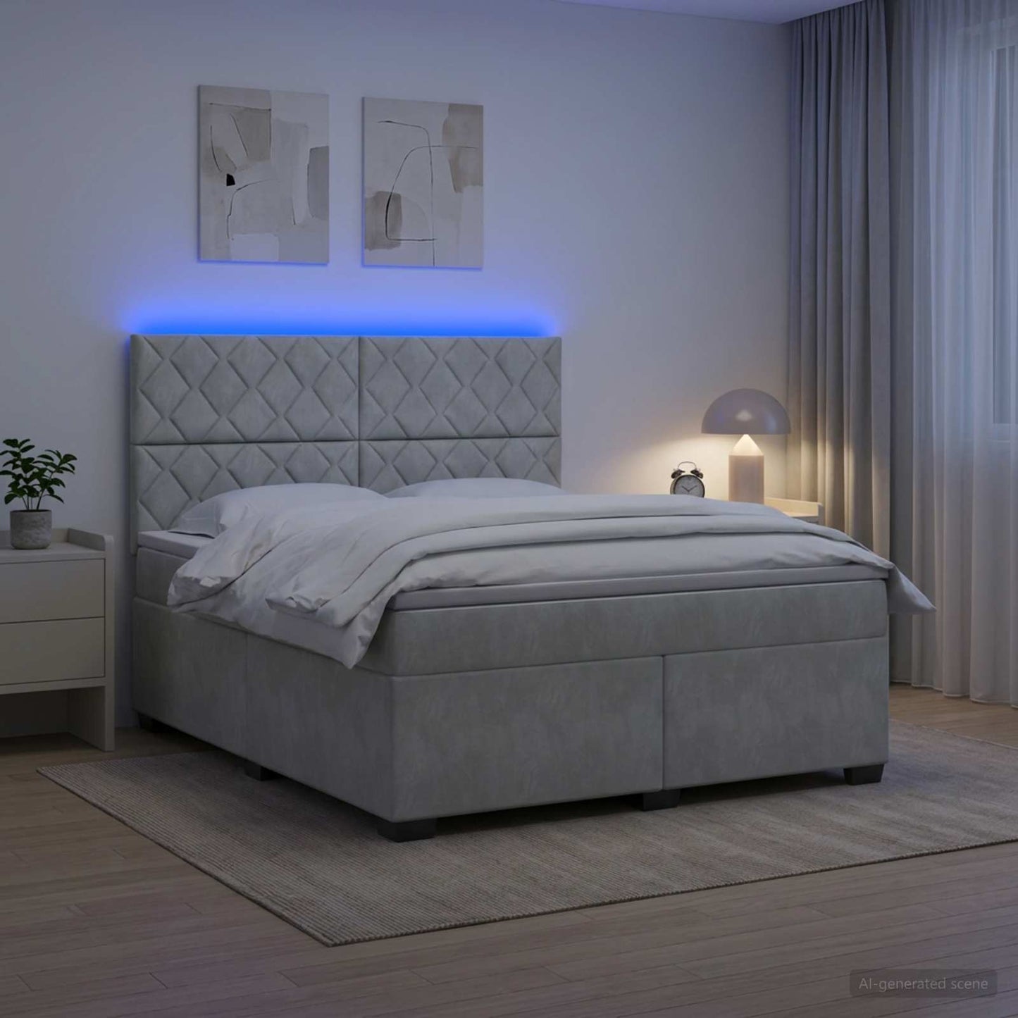 Boxspringbed met matras Lichtgrijs 160 x 200 cm Fluweel