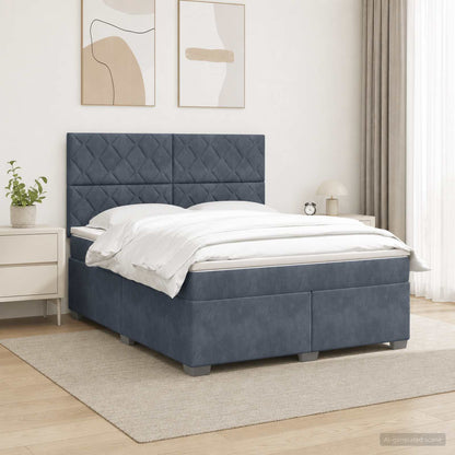 Boxspringbed met matras Donkergrijs 140 x 200 cm Fluweel