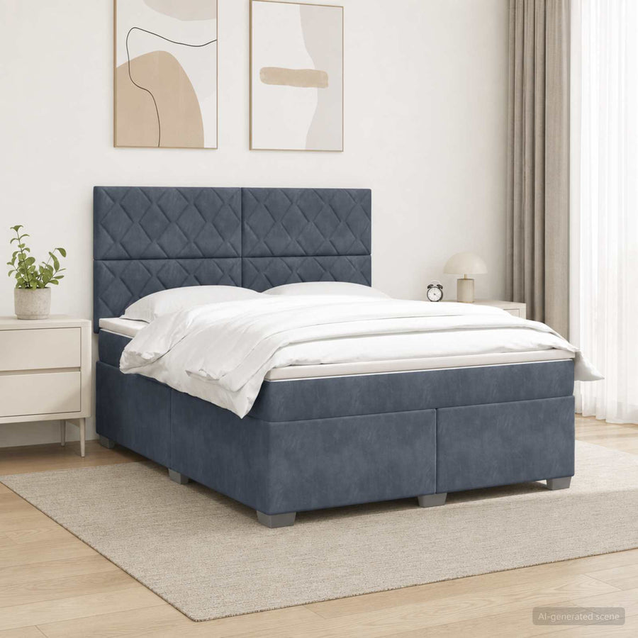 Boxspringbed met matras Donkergrijs 140 x 200 cm Fluweel