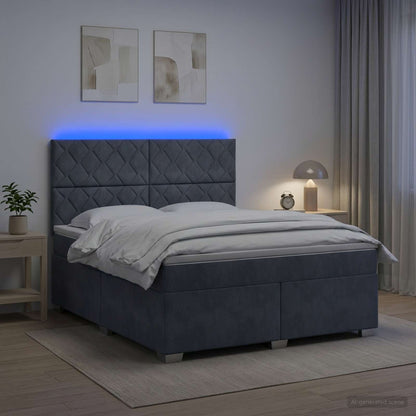 Boxspringbed met matras Donkergrijs 140 x 200 cm Fluweel