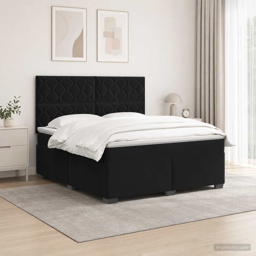 Boxspringbed met matras Zwart 160 x 200 cm Fluweel