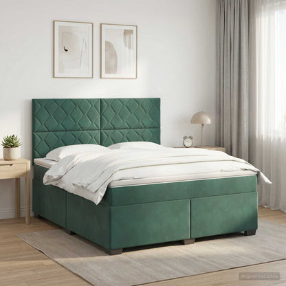 Boxspringbed met matras Donkergroen 160 x 200 cm Fluweel