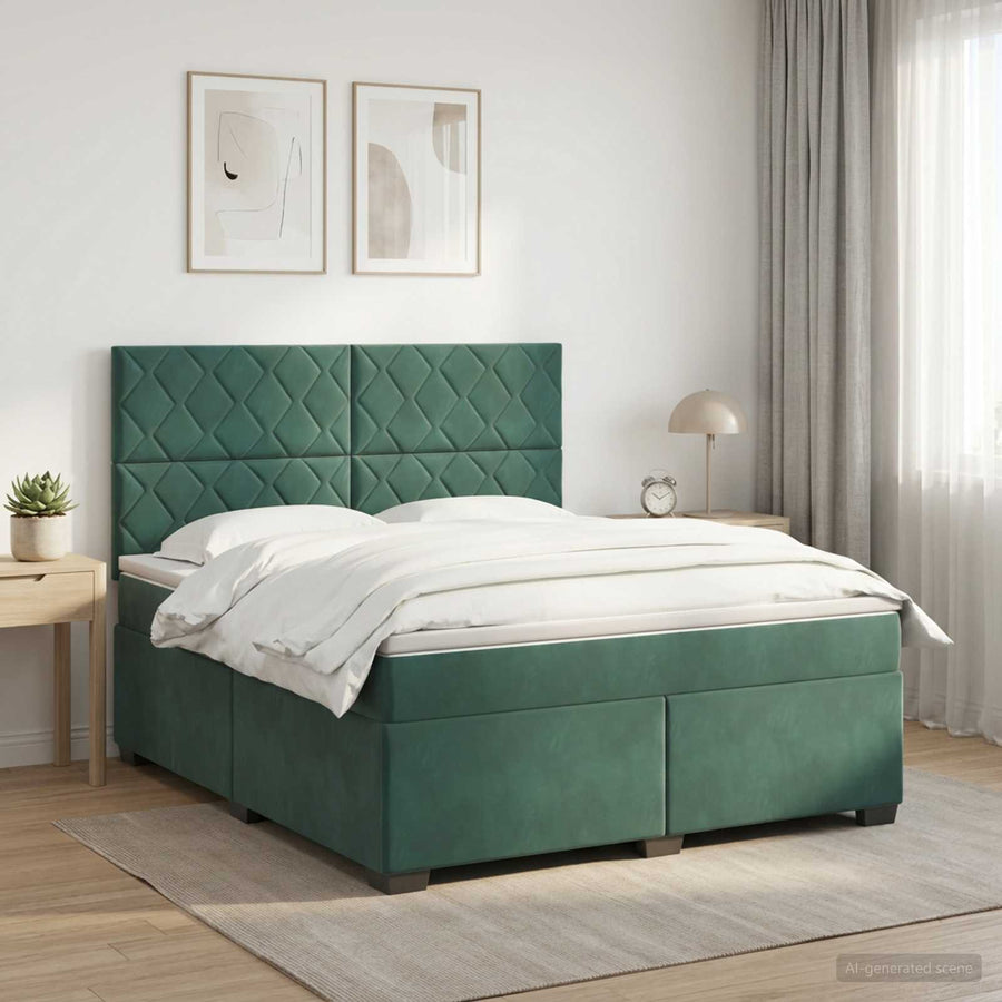 Boxspringbed met matras Donkergroen 160 x 200 cm Fluweel