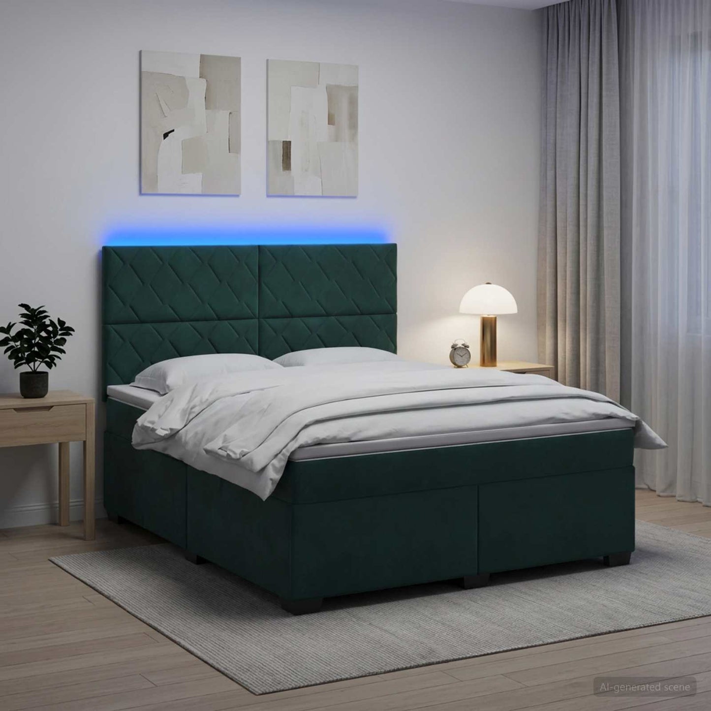 Boxspringbed met matras Donkergroen 160 x 200 cm Fluweel