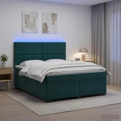 Boxspringbed met matras Donkergroen 160 x 200 cm Fluweel