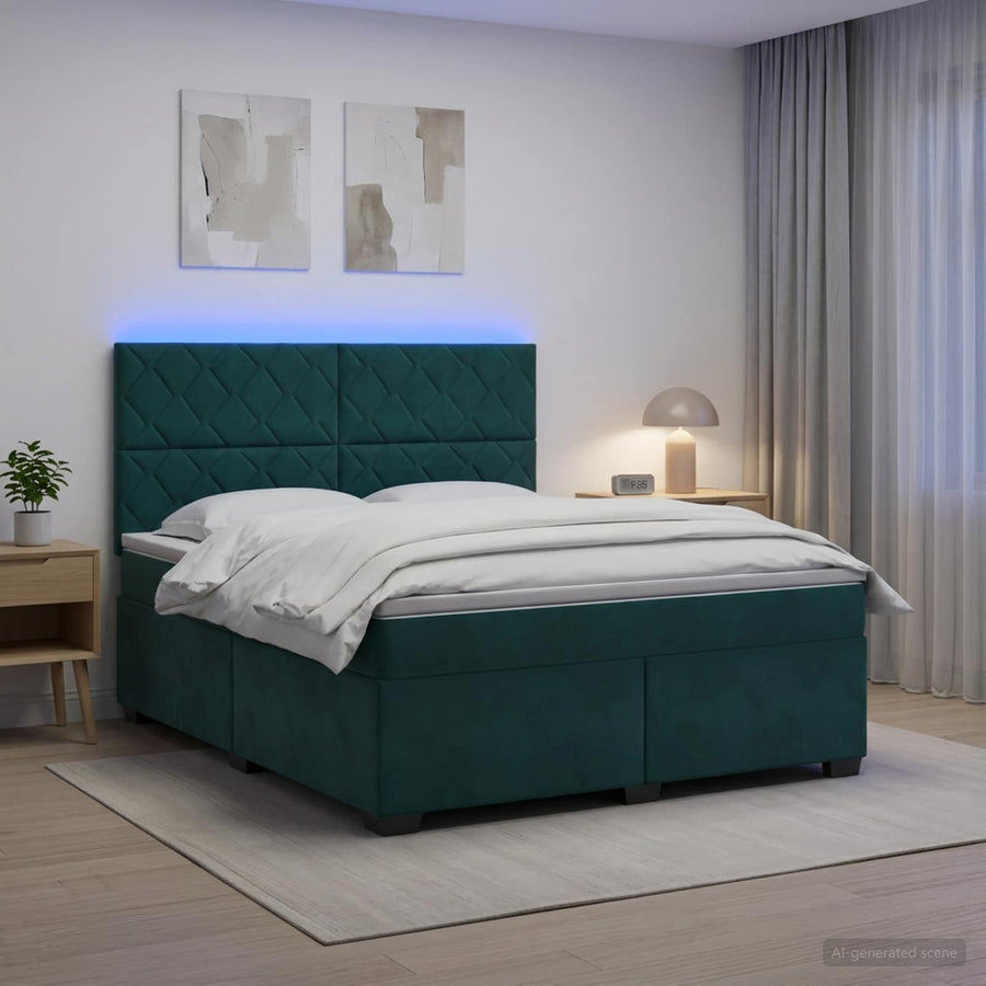 Boxspringbed met matras Donkergroen 160 x 200 cm Fluweel