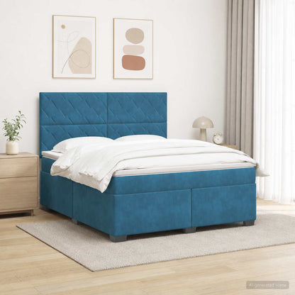 Boxspringbed met matras Blauw 160 x 200 cm Fluweel