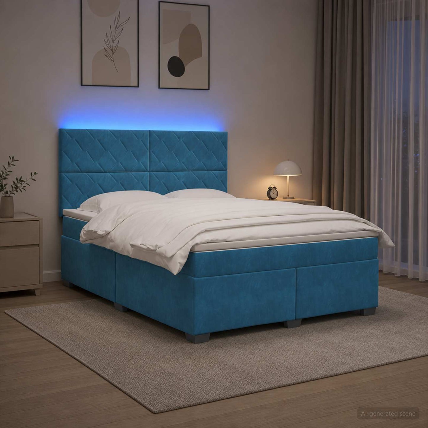 Boxspringbed met matras Blauw 140 x 200 cm Fluweel