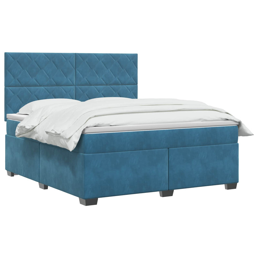 Boxspringbed met matras Blauw 180 x 200 cm Fluweel