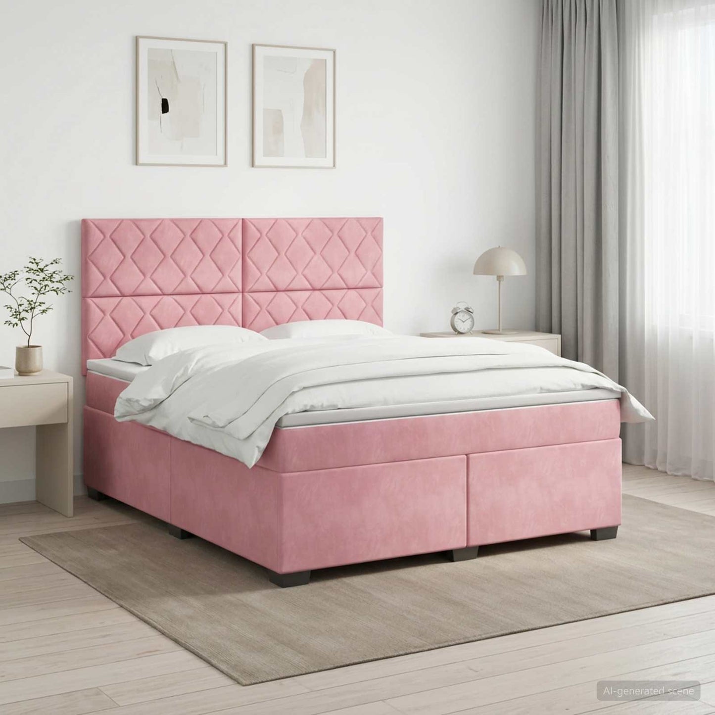 Boxspringbed met matras Roze 160 x 200 cm Fluweel